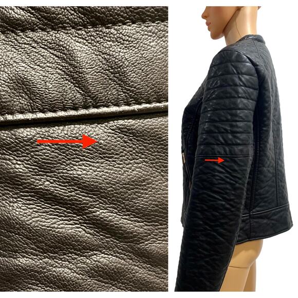 Marc New York Vegan Leather Cafe Racer Motorcycle Biker Jacket | M/L - Picture 11 of 11